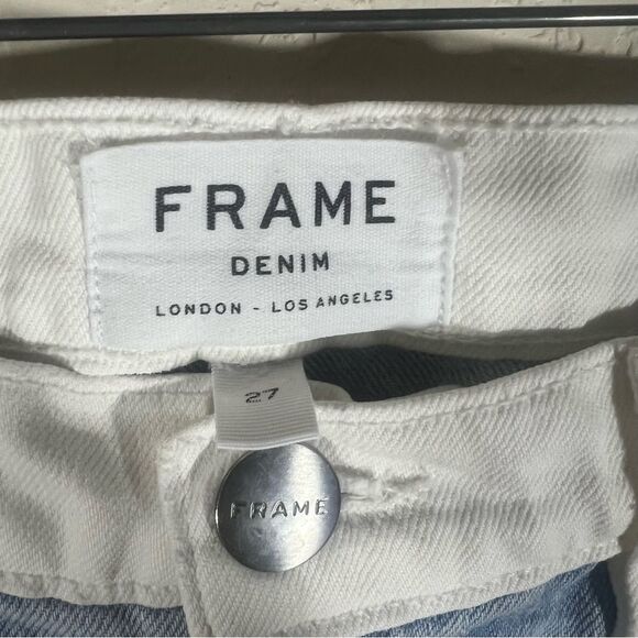 FRAME Le Mini Two-Tone Color Block Denim Skirt Women’s Size 27 - Picture 6 of 7